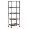 Daylan Mango Wood 5 Tier Bookshelf With Wheels