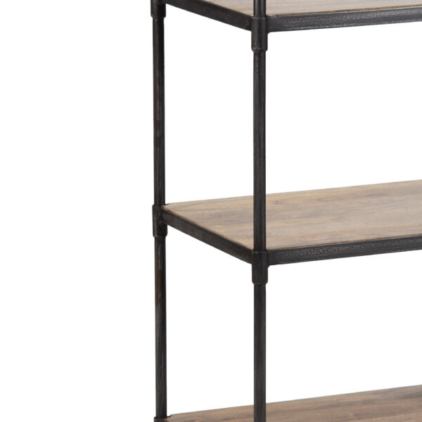 Daylan Mango Wood 5 Tier Bookshelf With Wheels