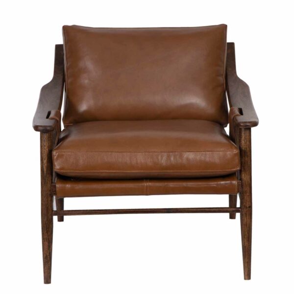 Demi Mango Wood Leather Upholstered Arm Chair