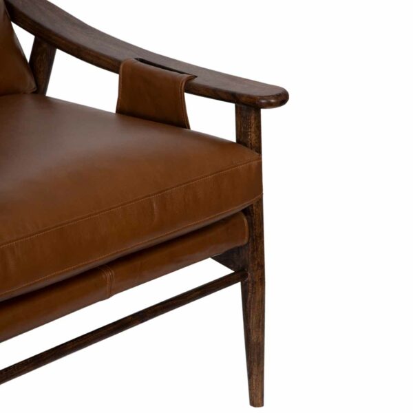 Demi Mango Wood Leather Upholstered Arm Chair