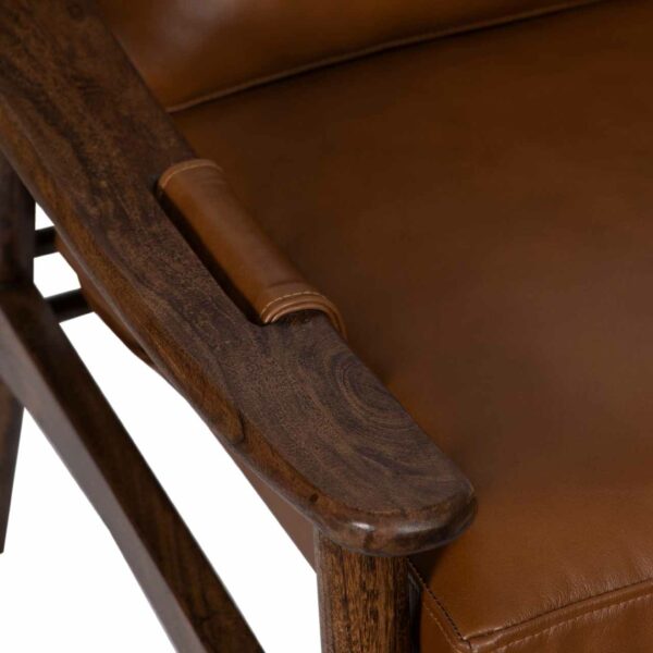 Demi Mango Wood Leather Upholstered Arm Chair