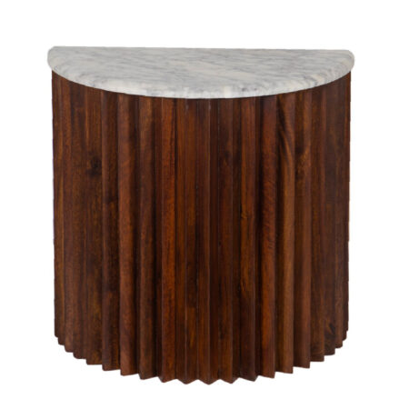 Desmond Half Marble Top Round Side Table