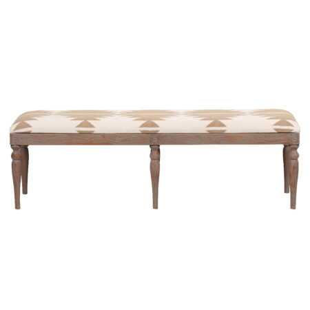 Dhurrie Acacia Wood with Kilim Seat Six Legs Bench