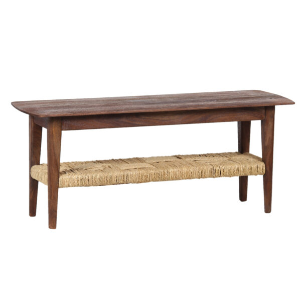 Dinant Acacia Bench With Amara Rope Weaving Shelf