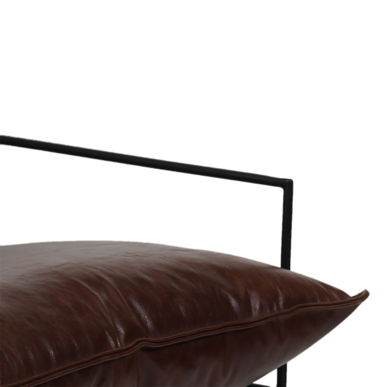 Ducal Black Metal Brown Leather Accent Chair B 1