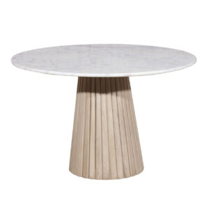 Edgar Round Dining Table With Marble Top – ICE Grey / Marble