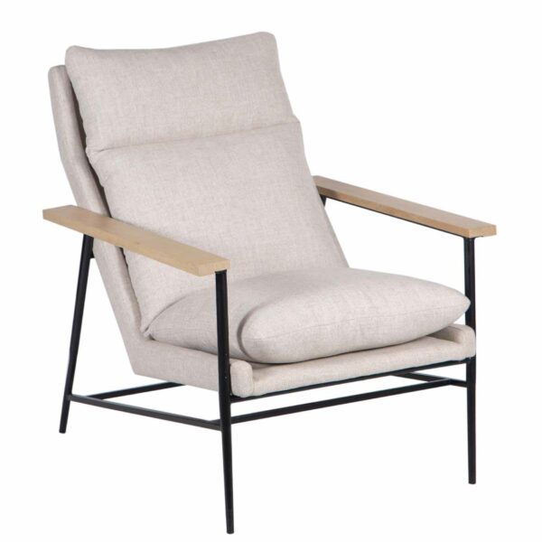 Ellery Metal Wood Fabric Arm Chair