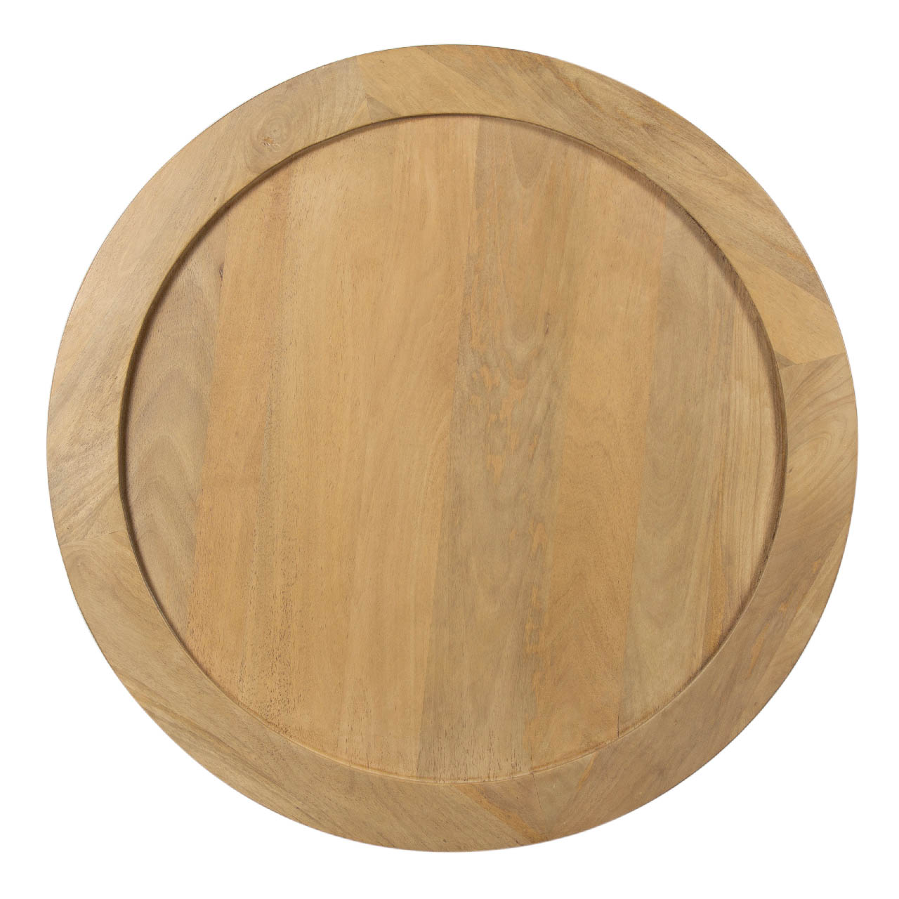 Elora Mango Wood Round Coffee Table With 4 Open Shelf