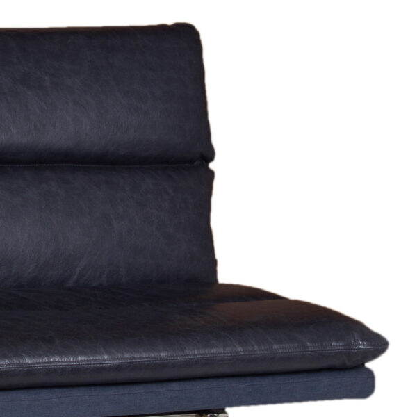 Fantoni Blue Buff Leather Sofa With SS Legs