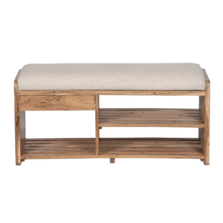 Garner Acacia Wood with Drawer & Shelf Bench