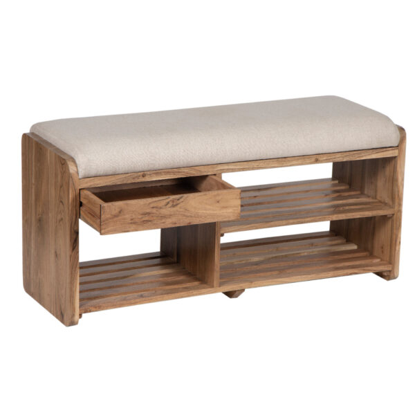 Garner Acacia Wood With Drawer Shelf Bench