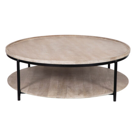 Global Mango Wood Metal Base Round Coffee Table