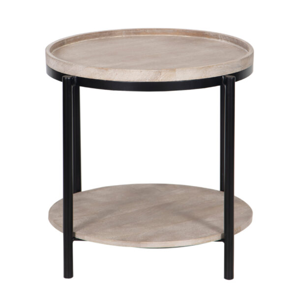 Global Mango Wood Metal Base Round Side Table