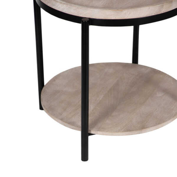 Global Mango Wood Metal Base Round Side Table