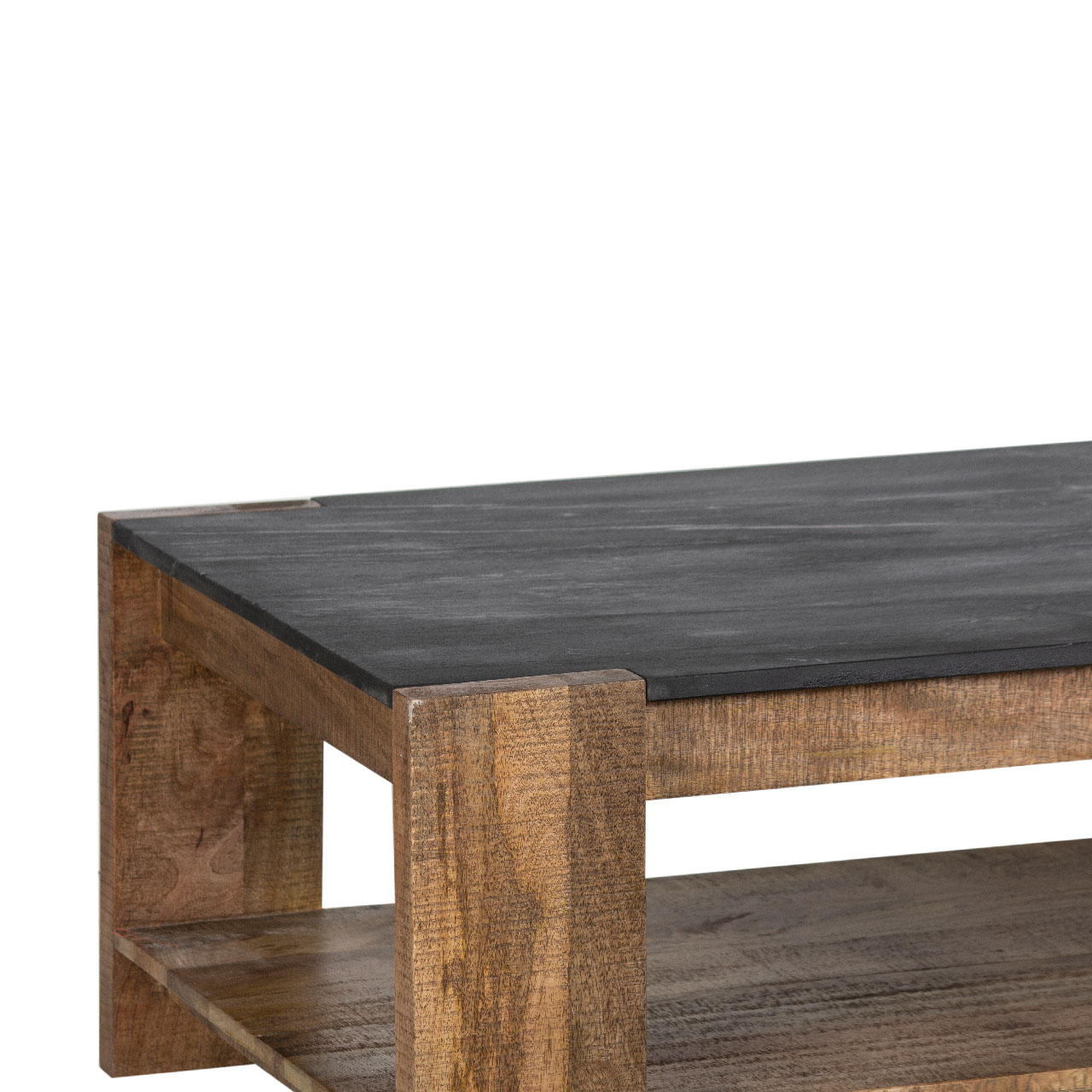 Graz Mango Wood Black Marble Top Rectangular Coffee Table
