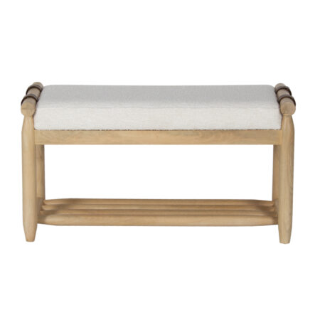 Hana Bench Mango Wood with Fabric Upholstery Seat