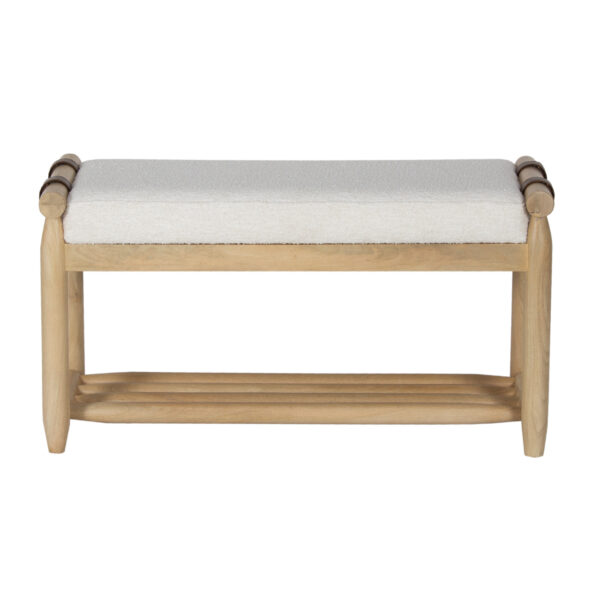 Hana Bench Mango Wood With Fabric Upholstery Seat