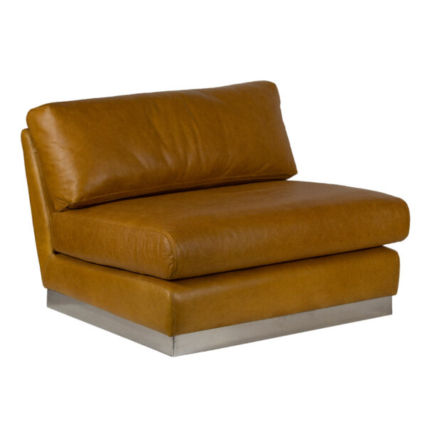 Harman Brown Leather With SS Stand Sofa