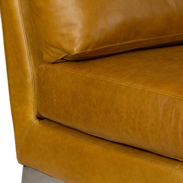 Harman Brown Leather With SS Stand Sofa