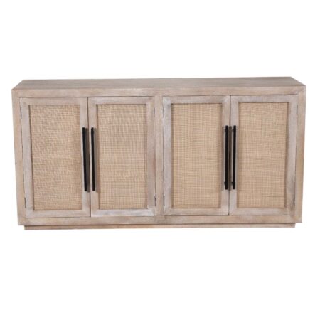 Havelock Mango Wood Cane 4 Door Cabinet