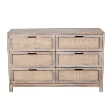 Havelock Mango Wood Cane 6 Drawer Dresser