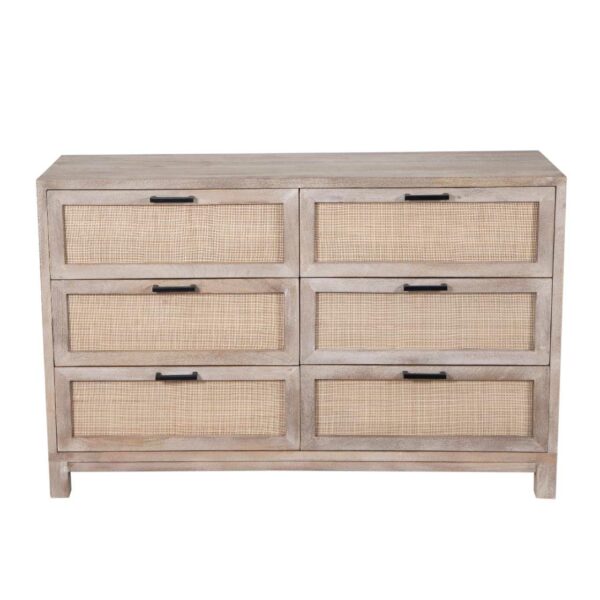 Havelock Manog Wood Cane 6 Drawer Dresser