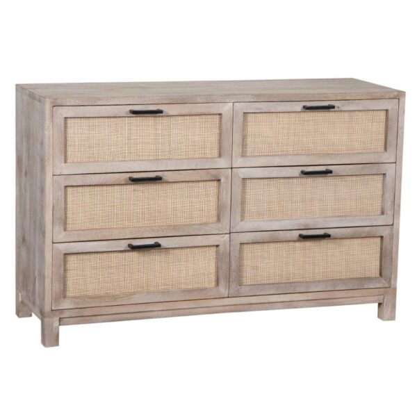 Havelock Manog Wood Cane 6 Drawer Dresser