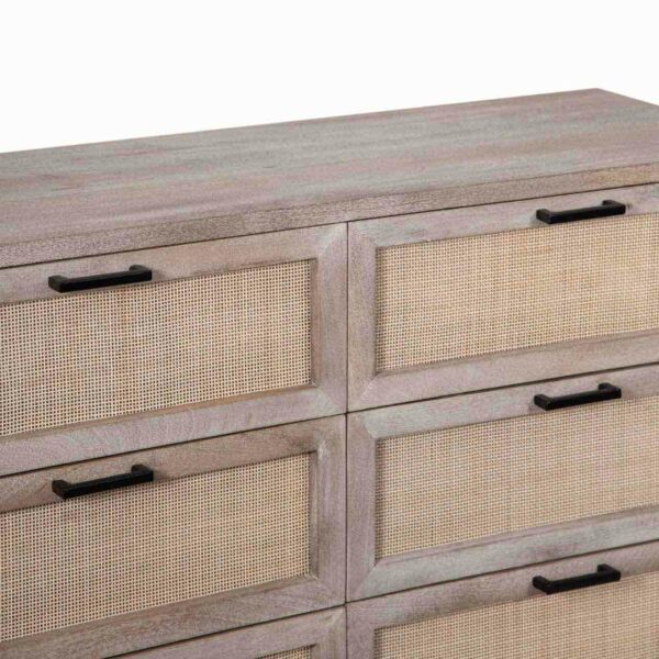 Havelock Manog Wood Cane 6 Drawer Dresser