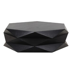 Hexagonal Mango Coffee Table With Storage Black