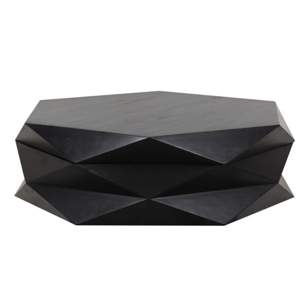 Hexagonal Mango Coffee Table With Storage Black