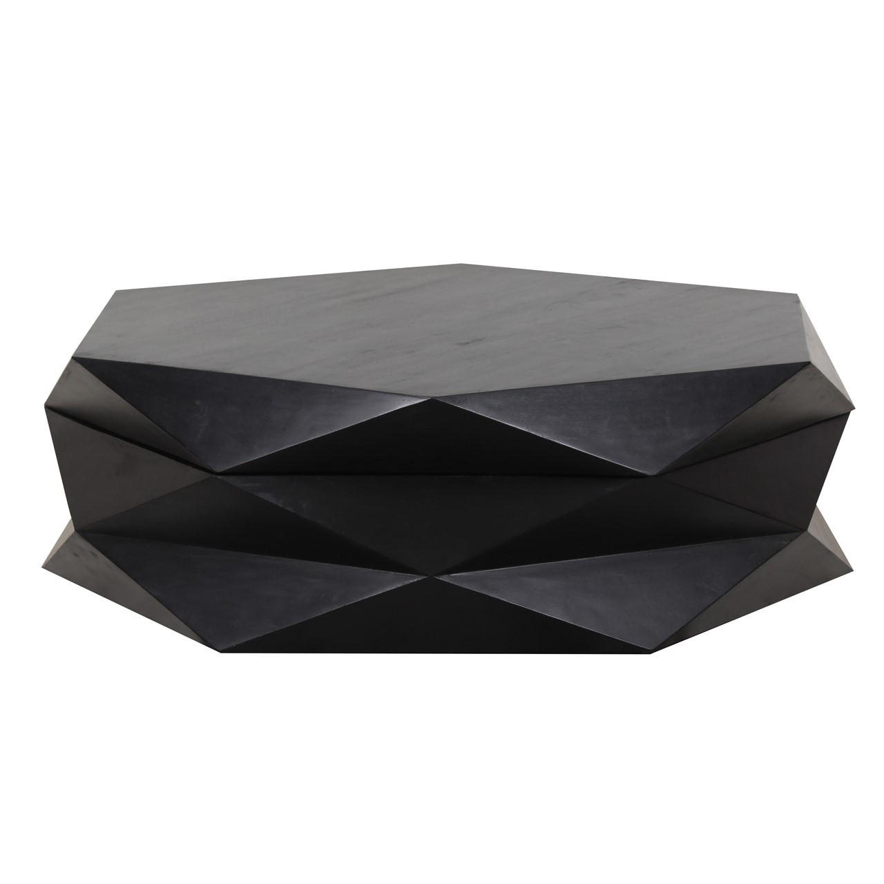 Hexagonal Mango Coffee Table With Storage Black