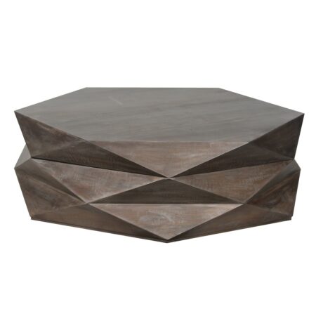 Hexagonal Mango Coffee Table with Storage in Salvage, White or Black