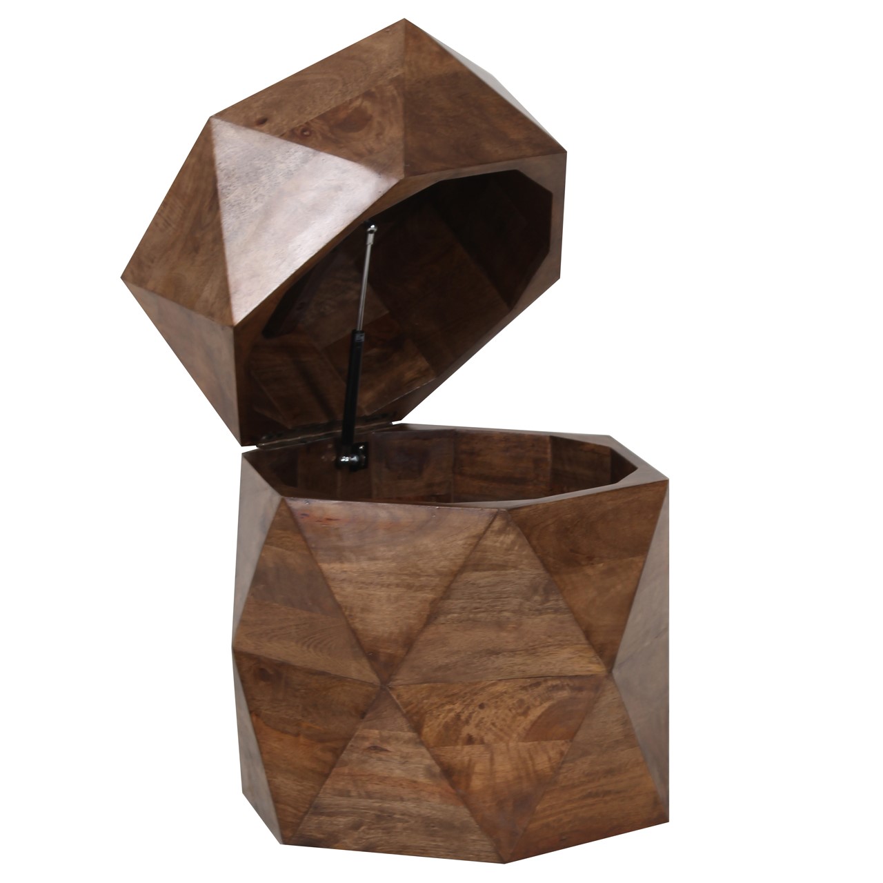 Hexagonal Mango Side Table With Storage Washed Walnut A