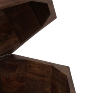 Hexagonal Mango Side Table With Storage Washed Walnut C