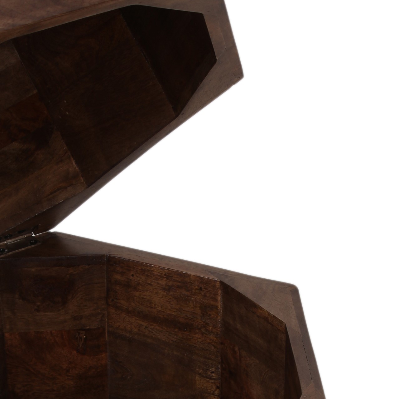 Hexagonal Mango Side Table With Storage Washed Walnut C
