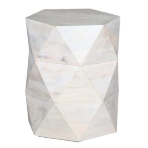 Hexagonal Mango Wood Side Table with Storage