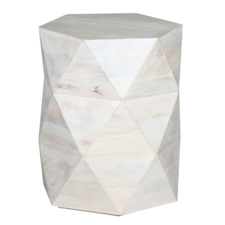Hexagonal Mango Wood Side Table with Storage in White, Black or Washed Walnut