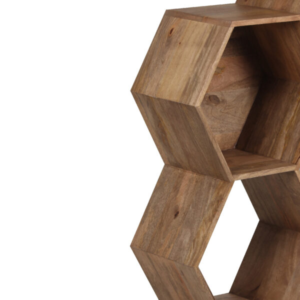 Hexagonal Mango Wood 7 Compartment Bookcase