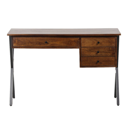 Huimo Metal X Legs with Manog Wood Drawer Desk