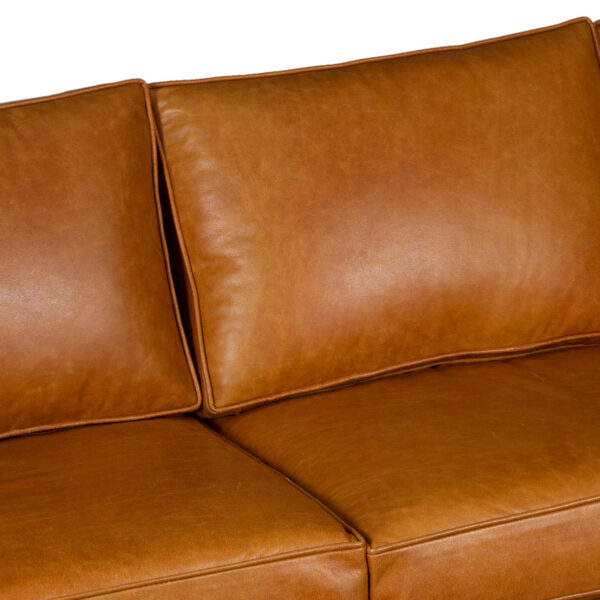 Hurbine Luster Tan Buff Leather 3 Seater Sofa