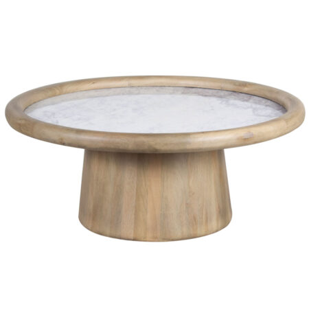 Hurmon Mango Wood Marble Top Coffee Table