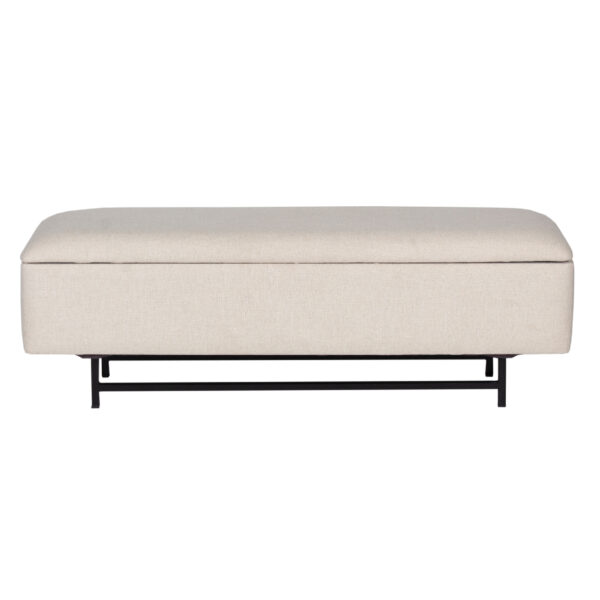 Inna Metal Legs Storage Bench With Upholstery Lift Top