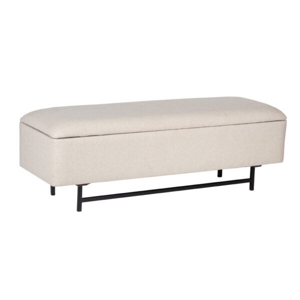 Inna Metal Legs Storage Bench With Upholstery Lift Top