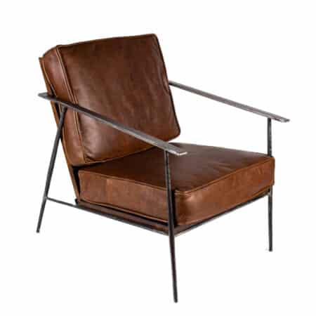 Turin Iron Armchair with Upholstered Seat