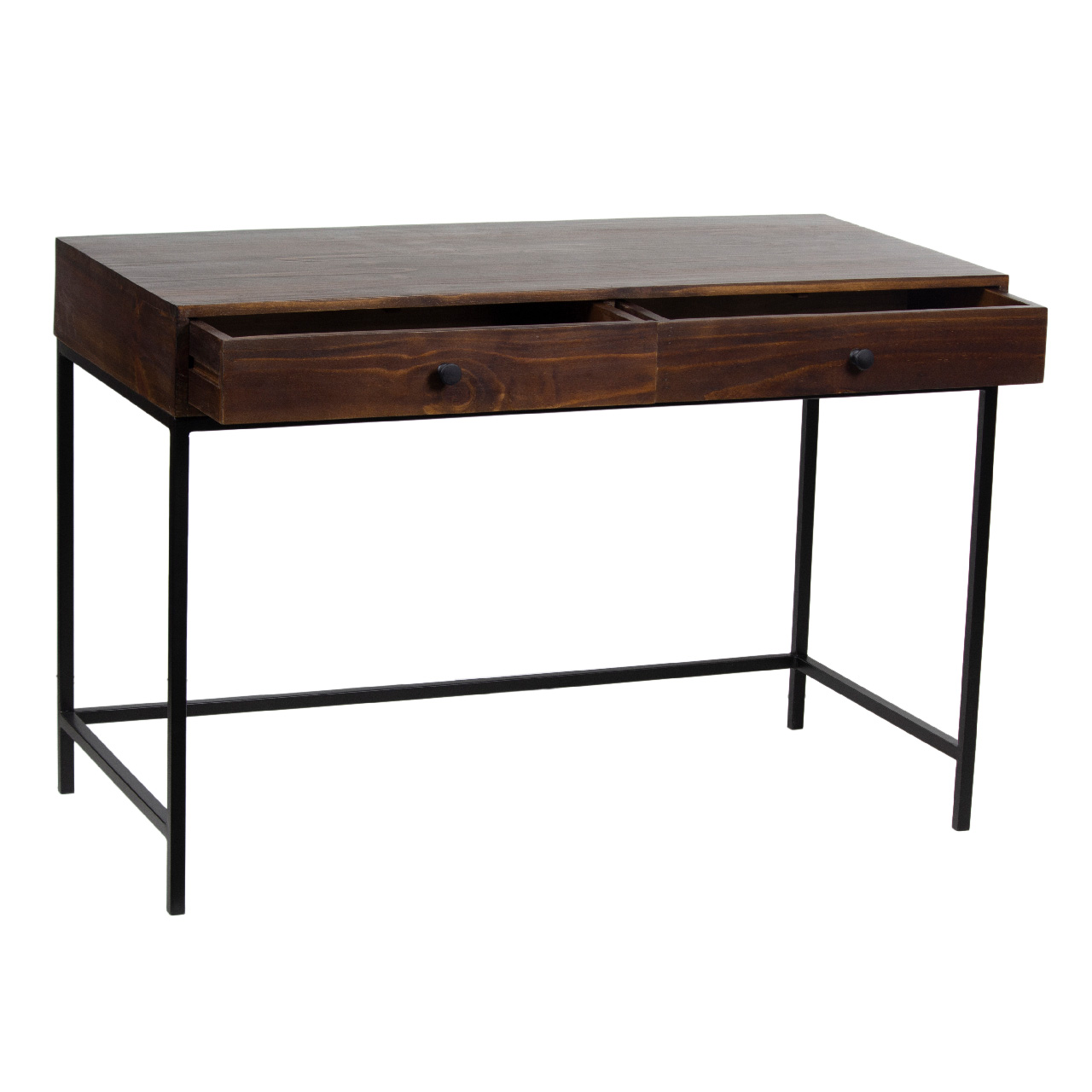 JJ Mango Wood Metal Base With 3 Drawer Desk
