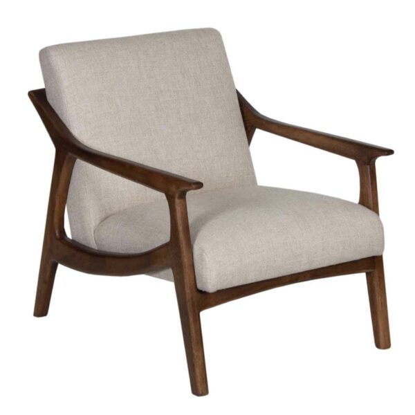 Jade Mango Wood Textured Fabric Uphostered Arm Chair