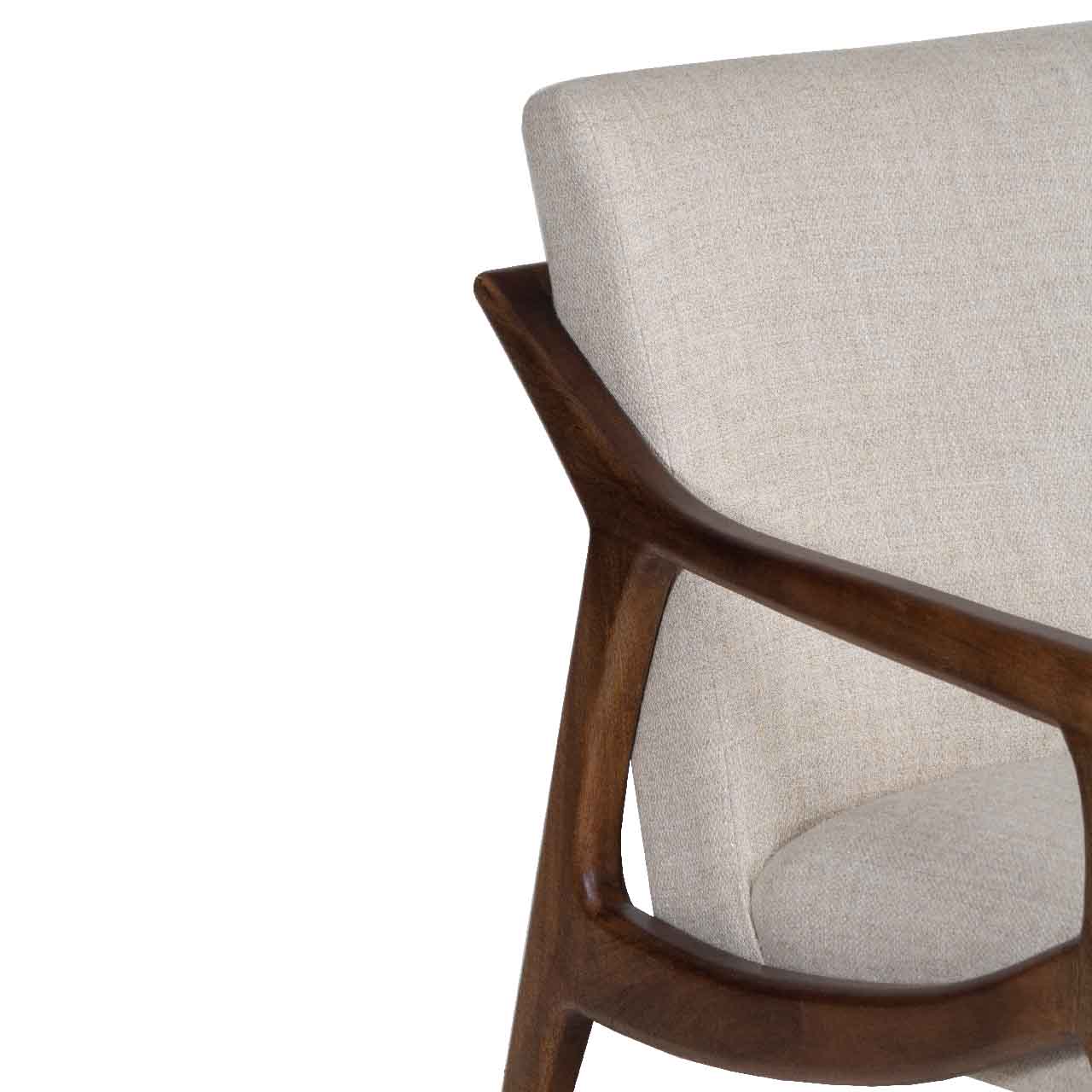 Jade Mango Wood Textured Fabric Uphostered Arm Chair