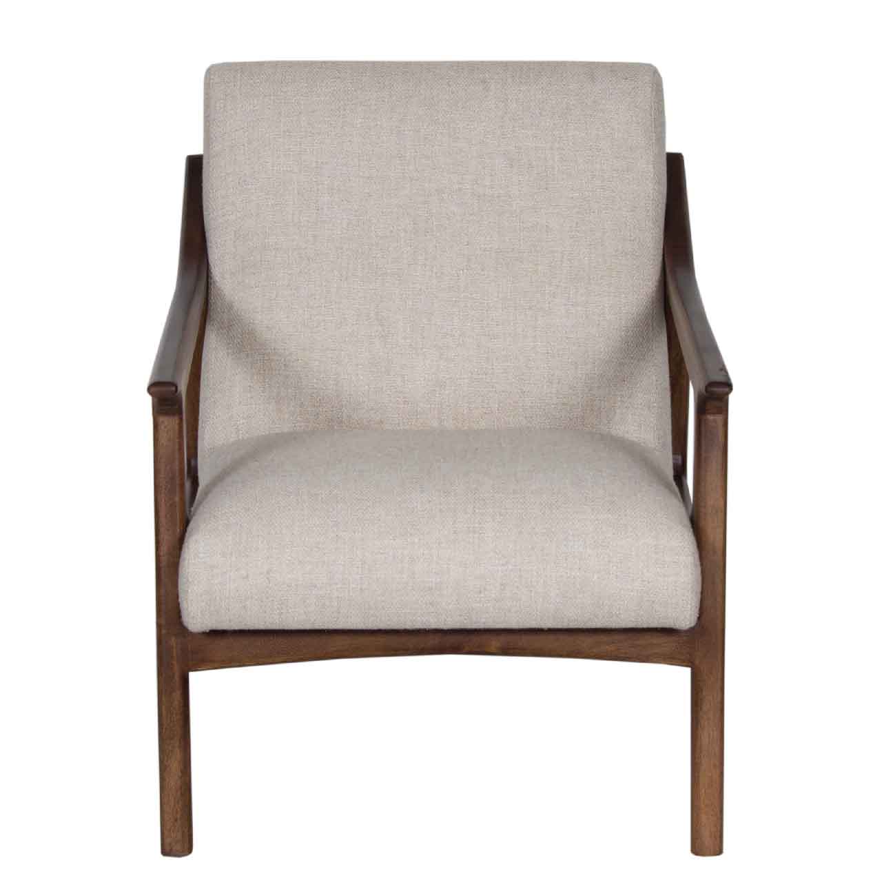 Jade Mango Wood Textured Fabric Uphostered Arm Chair