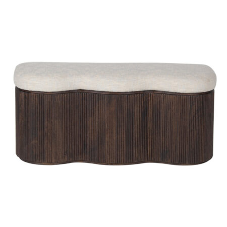 Jodie Mango Wood Storage Bench with Fabric Upholstery Seat