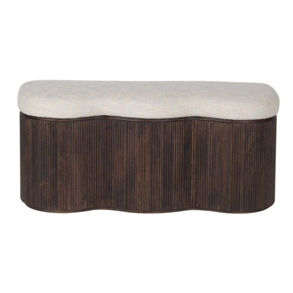 Jodie Mango Wood Storage Bench With Fabric Upholstery Seat